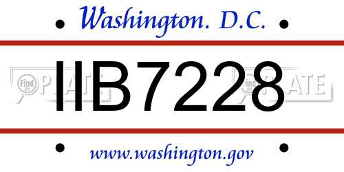 IIB7228 District Of Columbia License Plate