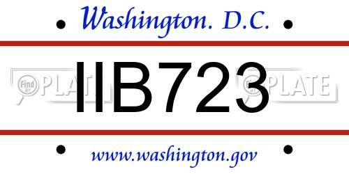 IIB723 District Of Columbia License Plate