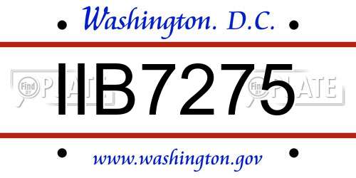 IIB7275 District Of Columbia License Plate
