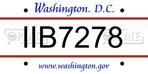 IIB7278 District Of Columbia License Plate