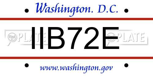 IIB72E District Of Columbia License Plate