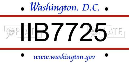 IIB7725 District Of Columbia License Plate