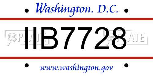 IIB7728 District Of Columbia License Plate