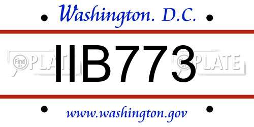 IIB773 District Of Columbia License Plate