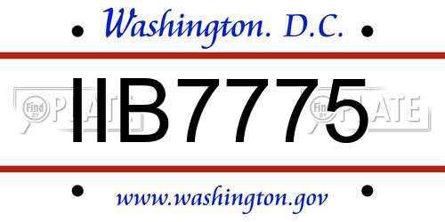 IIB7775 District Of Columbia License Plate