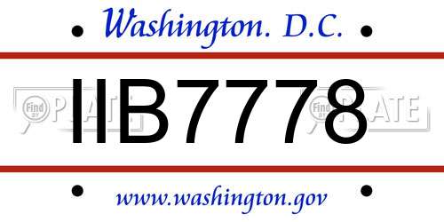 IIB7778 District Of Columbia License Plate