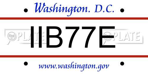 IIB77E District Of Columbia License Plate