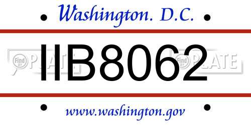 IIB8062 District Of Columbia License Plate