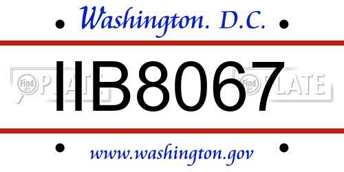 IIB8067 District Of Columbia License Plate