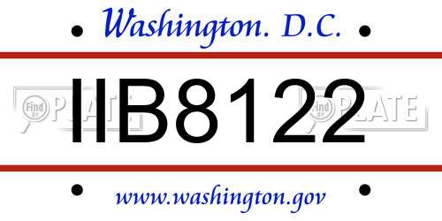 IIB8122 District Of Columbia License Plate