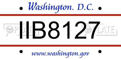 IIB8127 District Of Columbia License Plate