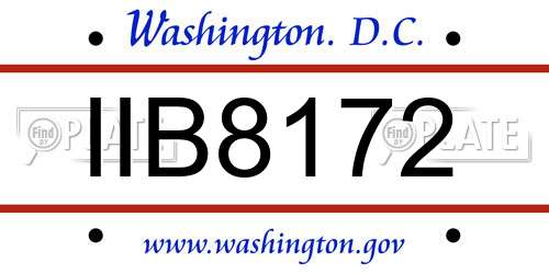 IIB8172 District Of Columbia License Plate