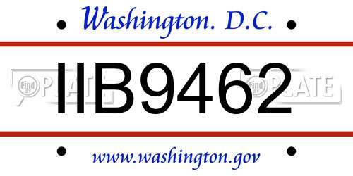 IIB9462 District Of Columbia License Plate