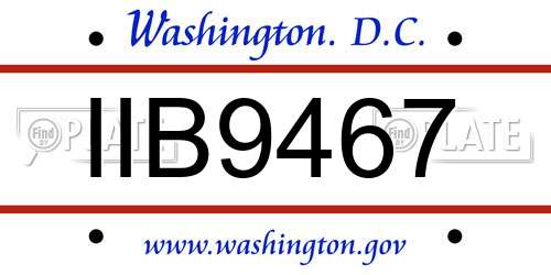 IIB9467 District Of Columbia License Plate
