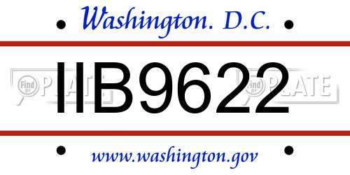 IIB9622 District Of Columbia License Plate