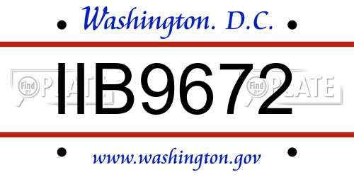 IIB9672 District Of Columbia License Plate