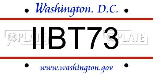 IIBT73 District Of Columbia License Plate