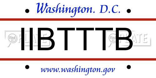 IIBTTTB District Of Columbia License Plate