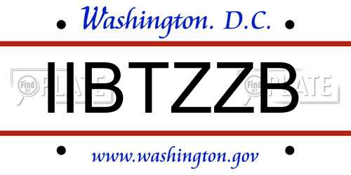 IIBTZZB District Of Columbia License Plate