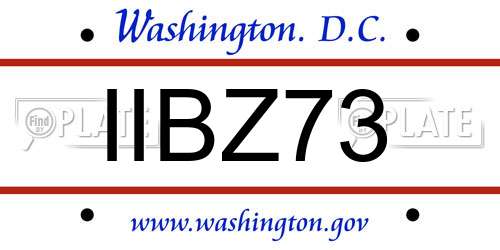 IIBZ73 District Of Columbia License Plate