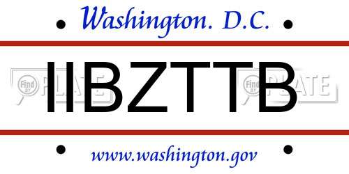 IIBZTTB District Of Columbia License Plate