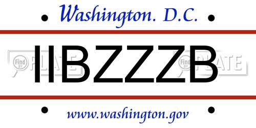 IIBZZZB District Of Columbia License Plate