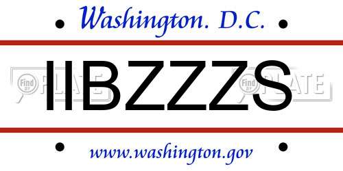 IIBZZZS District Of Columbia License Plate