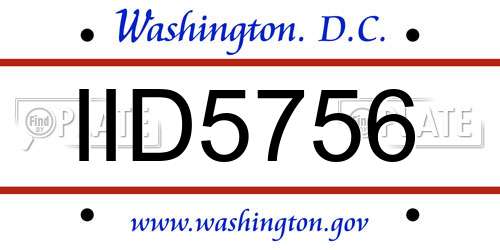 IID5756 District Of Columbia License Plate