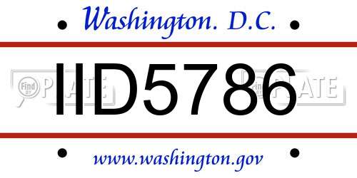 IID5786 District Of Columbia License Plate