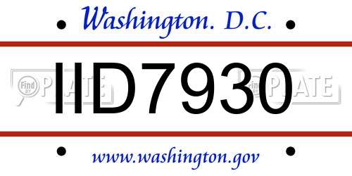 IID7930 District Of Columbia License Plate