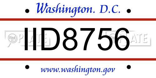 IID8756 District Of Columbia License Plate