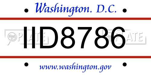 IID8786 District Of Columbia License Plate
