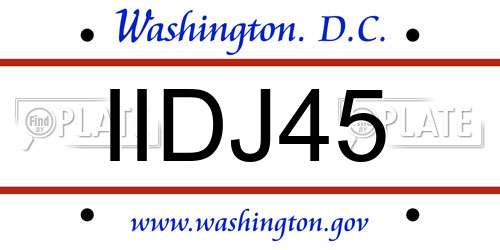 IIDJ45 District Of Columbia License Plate