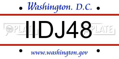 IIDJ48 District Of Columbia License Plate