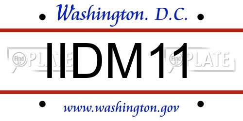 IIDM11 District Of Columbia License Plate