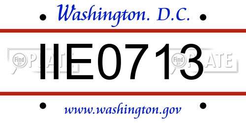 IIE0713 District Of Columbia License Plate