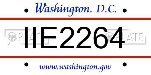 IIE2264 District Of Columbia License Plate