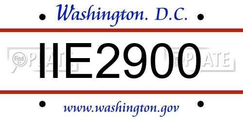 IIE2900 District Of Columbia License Plate
