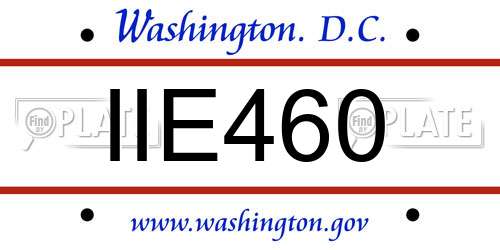 IIE460 District Of Columbia License Plate