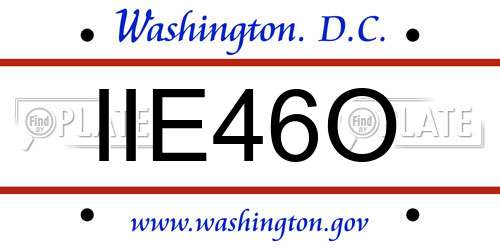IIE46O District Of Columbia License Plate