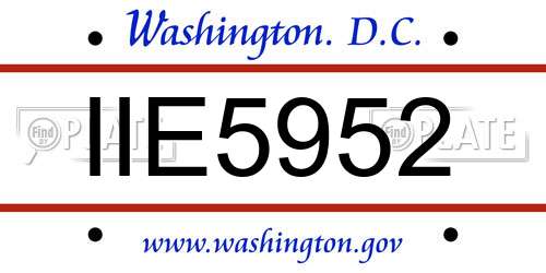 IIE5952 District Of Columbia License Plate