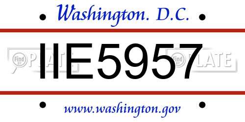 IIE5957 District Of Columbia License Plate