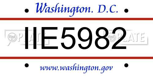 IIE5982 District Of Columbia License Plate