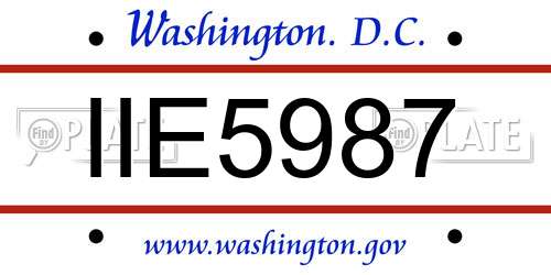 IIE5987 District Of Columbia License Plate