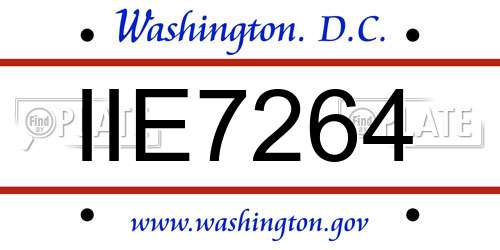 IIE7264 District Of Columbia License Plate