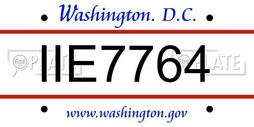 IIE7764 District Of Columbia License Plate