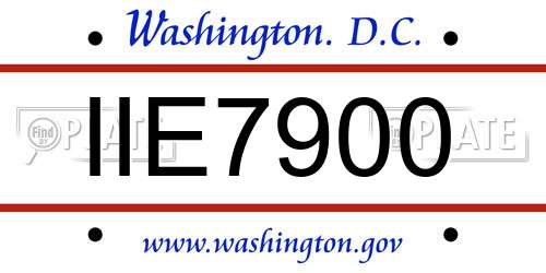 IIE7900 District Of Columbia License Plate