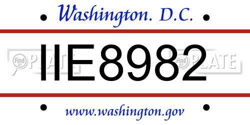 IIE8982 District Of Columbia License Plate
