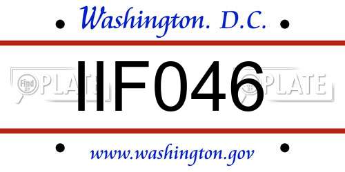 IIF046 District Of Columbia License Plate