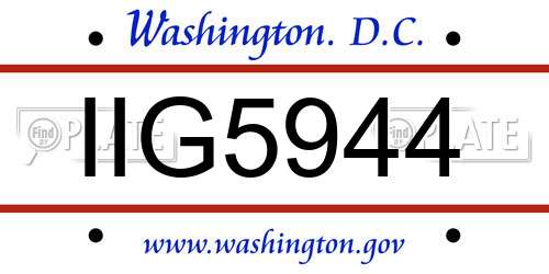 IIG5944 District Of Columbia License Plate